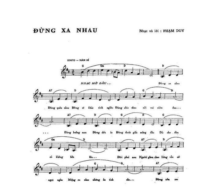 Sheet nhạc Đừng Xa Nhau